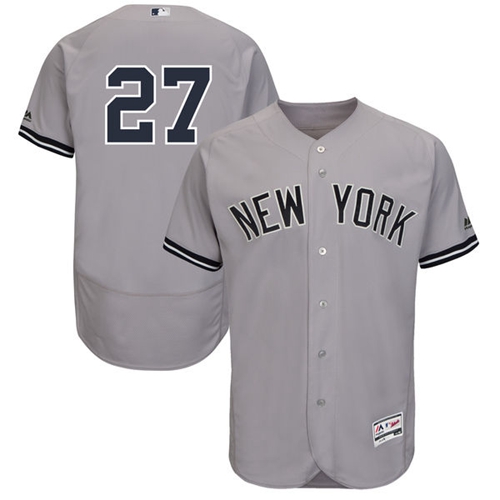 Yankees #27 Giancarlo Stanton Grey Flexbase Authentic Collection Stitched MLB Jersey - Click Image to Close